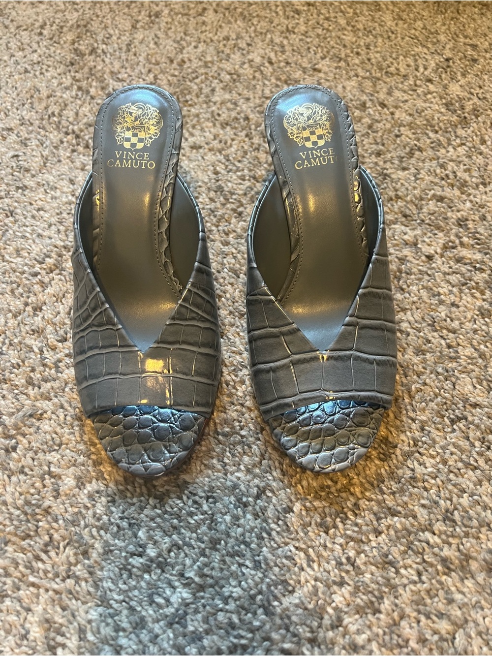 Vince Camuto Croc-Embossed Slide Heels